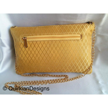 Beige And Copper Fabric Clutch Purse With Gold And Diamante Beads, Wedding Clutch, Party Bag